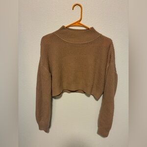 SHEIN Tan Ribbed Knit Sweater